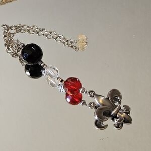 Fleur-de-lis Glass Bead Bag Charm
